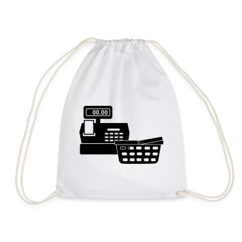 Logo de caisse enregistreuse pour supermarché avec panier - Sac de sport léger - blanc - Devant