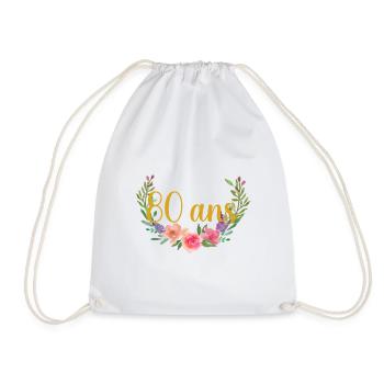 80 Ans Floral Couronne de Fleurs - Sac de sport léger - blanc - Devant