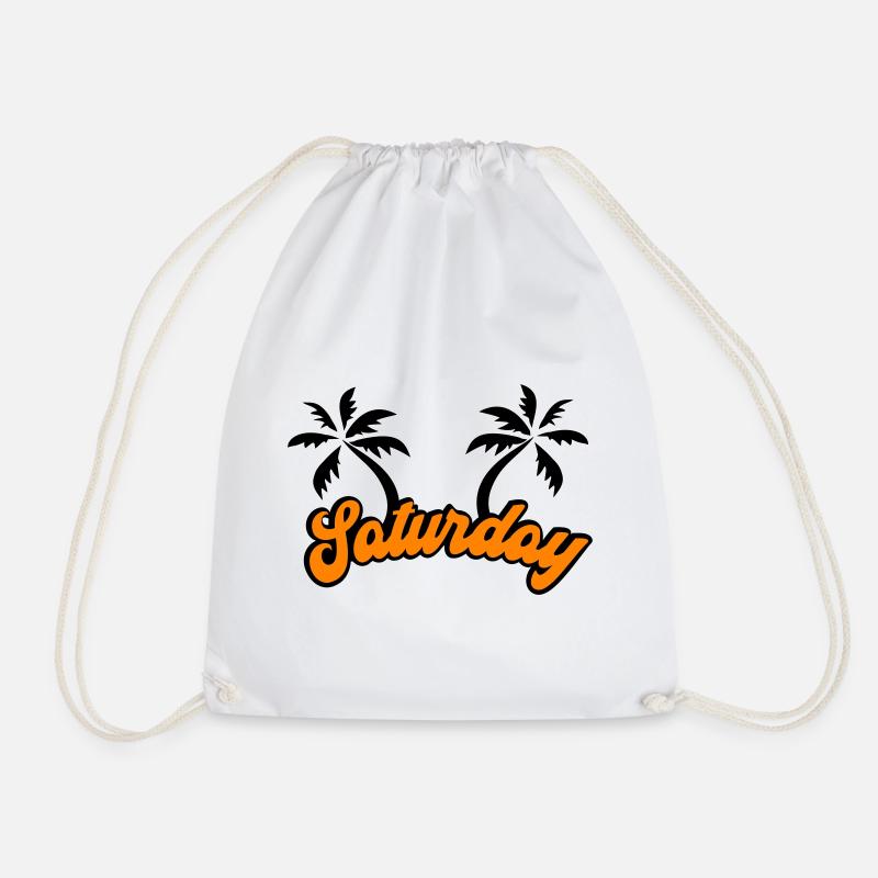 Saturday The Weekend Design - Drawstring Bag - white