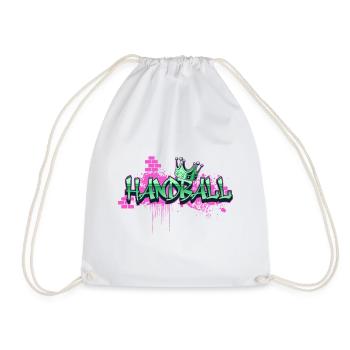 Handball Graffiti Spray Sprayer Handballspieler - Turnbeutel - Weiß - Vorne