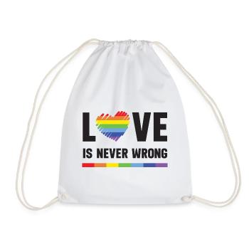 LGBT Pride Month - Love is Never Wrong - Drawstring Bag - white - Front
