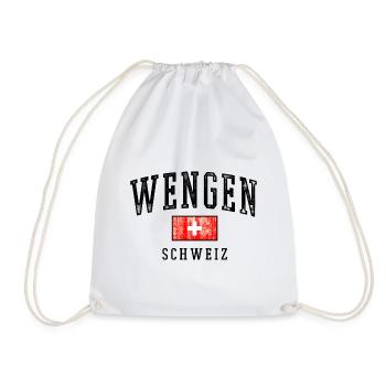 Wengen Switzerland Emblem - Drawstring Bag - white - Front
