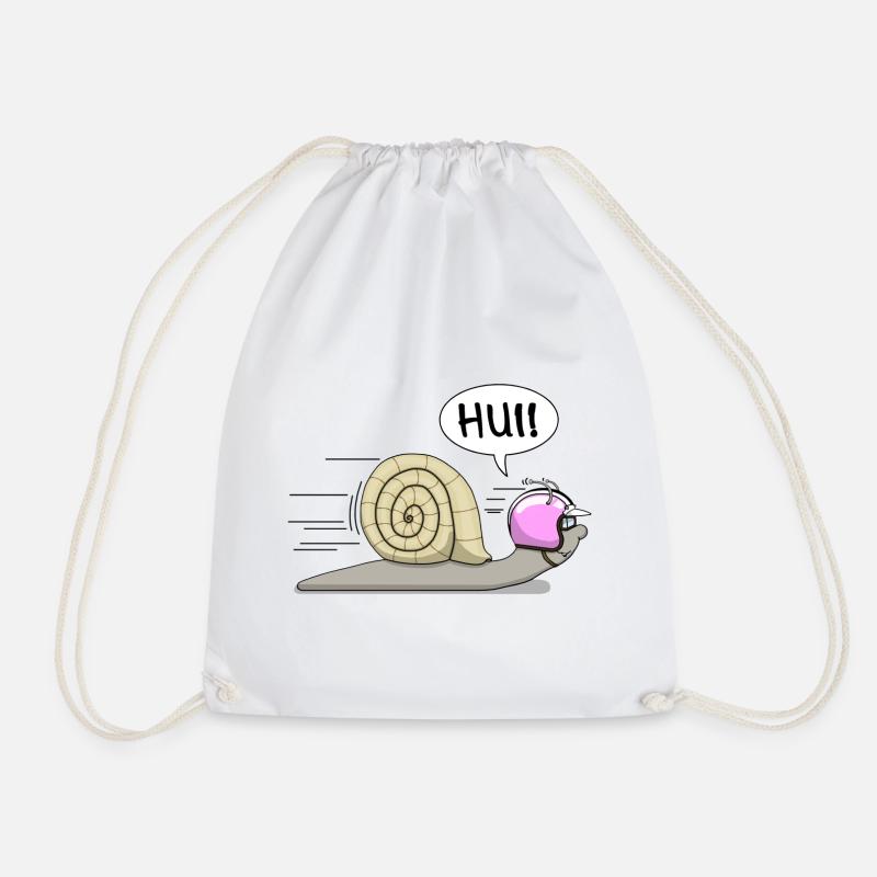 Racing snail - now also in pink - Drawstring Bag - white