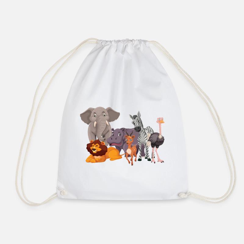Safari animals - Drawstring Bag - white