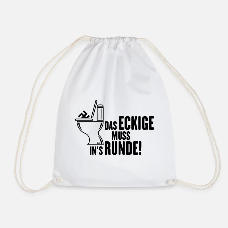 Das Eckige Muss In’s Runde! (Gegen Rechts / Black) - Turnbeutel - Weiß