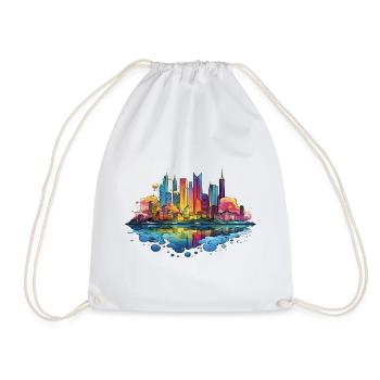 Bunte Skyline Reflektion - Turnbeutel - Weiß - Vorne