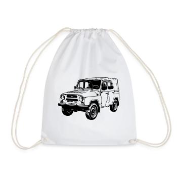 UAZ Off-Road Vehicle - Drawstring Bag - white - Front