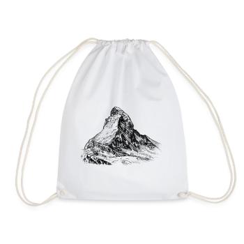 Matterhorn Silhouette | Legendary Alpine summit - Drawstring Bag - white - Front
