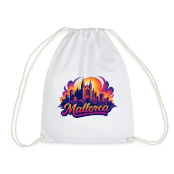 Mallorca Skyline – Epic Colorful Silhouette - Drawstring Bag - white - Front