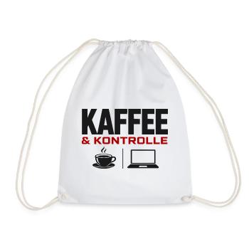 Kaffee & Kontrolle Laptop-Design - Turnbeutel - Weiß - Vorne