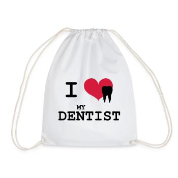 I Love my Dentist - Drawstring Bag - white - Front