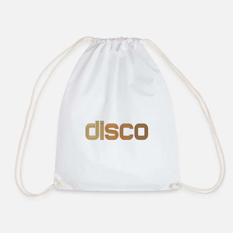 Disco Neon Line Logo - Drawstring Bag - white