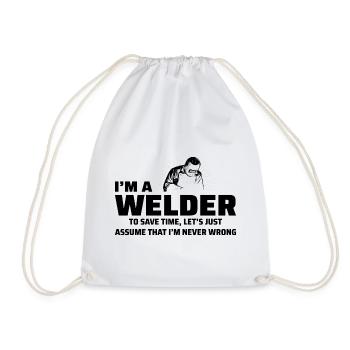 Welding Welder Metal Construction Ironworker - Drawstring Bag - white - Front