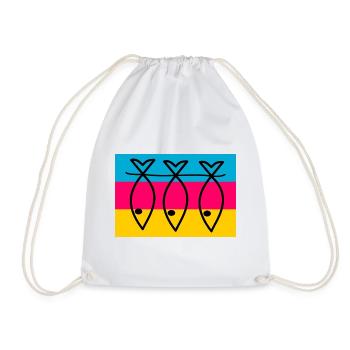 SARDINE. FISH. APRIL FOOL. EASTER. SEA - Drawstring Bag - white - Front