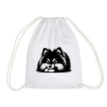 Pomeranian Head with Paws - Drawstring Bag - white - Front