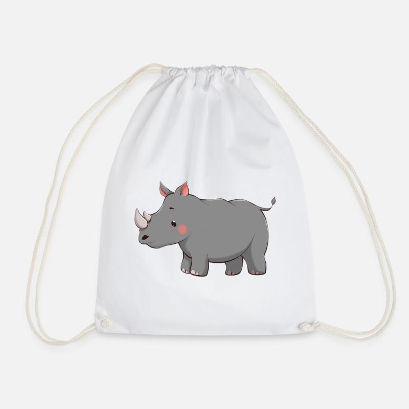 Rhinoceros - Drawstring Bag - white