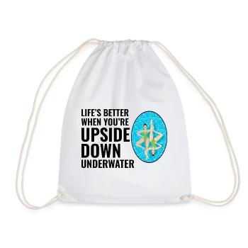 Life’s Better Upside Down Underwater Swimming  - Drawstring Bag - white - Front