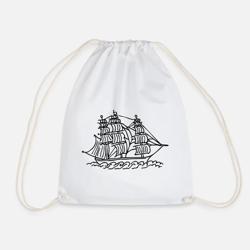 ship - Drawstring Bag - white