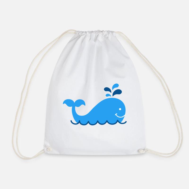 Nautic Design baleine bleue éclaboussure dessin animé - Sac de sport léger - blanc