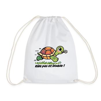 Cycling sticker, bike Rattle not and double! - Drawstring Bag - white - Front