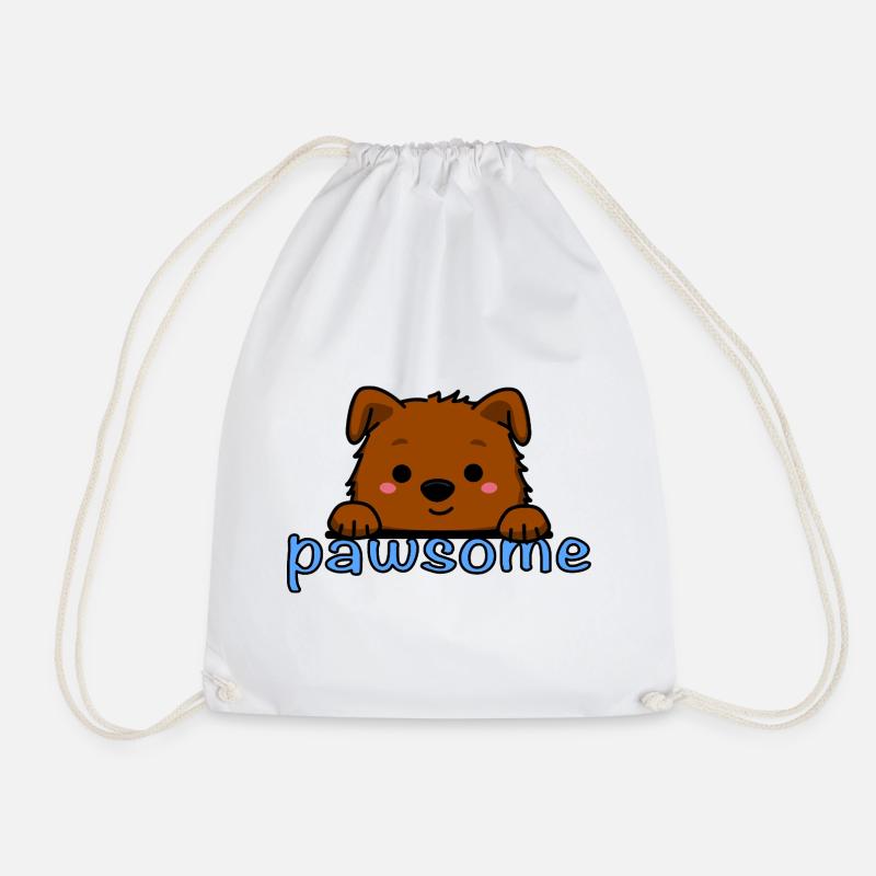 Pawsome! - Drawstring Bag - white