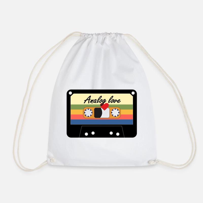 Analog Love Retro Cassette - Drawstring Bag - white