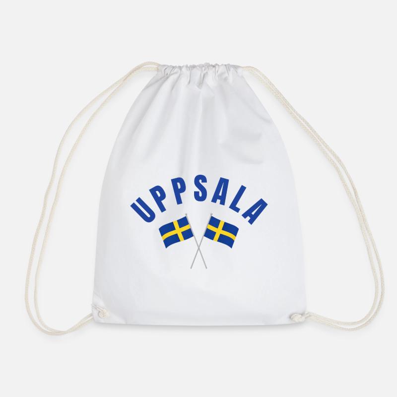 Uppsala Swedish Flags - Drawstring Bag - white