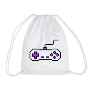 Retro Gamepad Controller Gamer - Drawstring Bag - white - Front