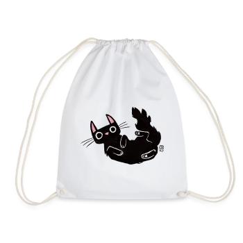 Chat noir avec des lignes de craie - Sac de sport léger - blanc - Devant