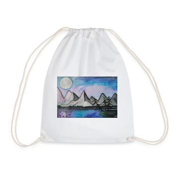 Moonlit night at the quiet lake - Drawstring Bag - white - Front