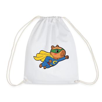 Niedliches Capybara-Superhelden-Umhang-Tierliebhaber-Geschenk - Turnbeutel - Weiß - Vorne