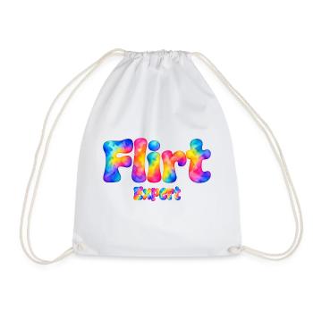 Flirt Expert – Bunter Aquarell Spruch mit Humor - Turnbeutel - Weiß - Vorne