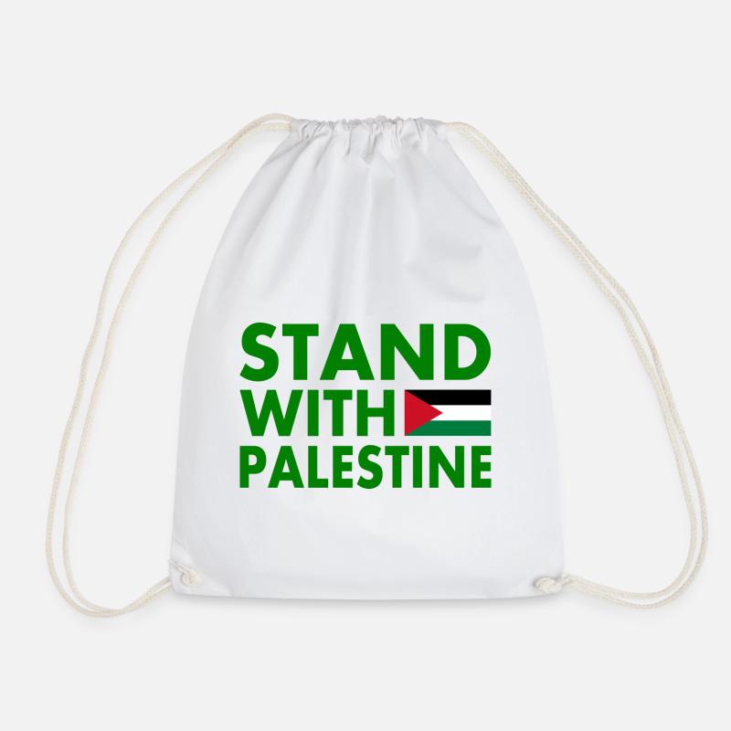 Stand with palestine - Drawstring Bag - white