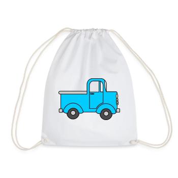 Cheerful truck blue, toy car as lo - Drawstring Bag - white - Front