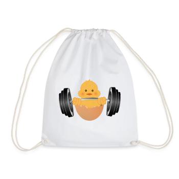 Bodybuilder chick with dumbbell during workout - Drawstring Bag - white - Front