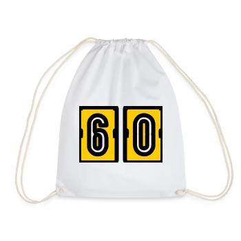 60. 60 YEARS. 60th ANNIVERSARY. 60TH BIRTHDAY. - Drawstring Bag - white - Front