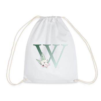 W Monogramme, Floral, Personnalisable - Sac de sport léger - blanc - Devant