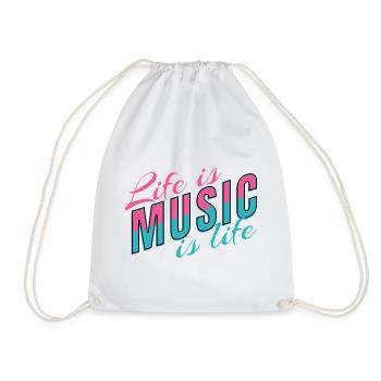 Life Is Music Is Life Statement for Musicians - Drawstring Bag - white - Front