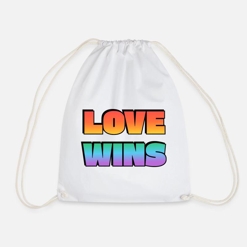 Love Wins Gradient Bold Text - Drawstring Bag - white