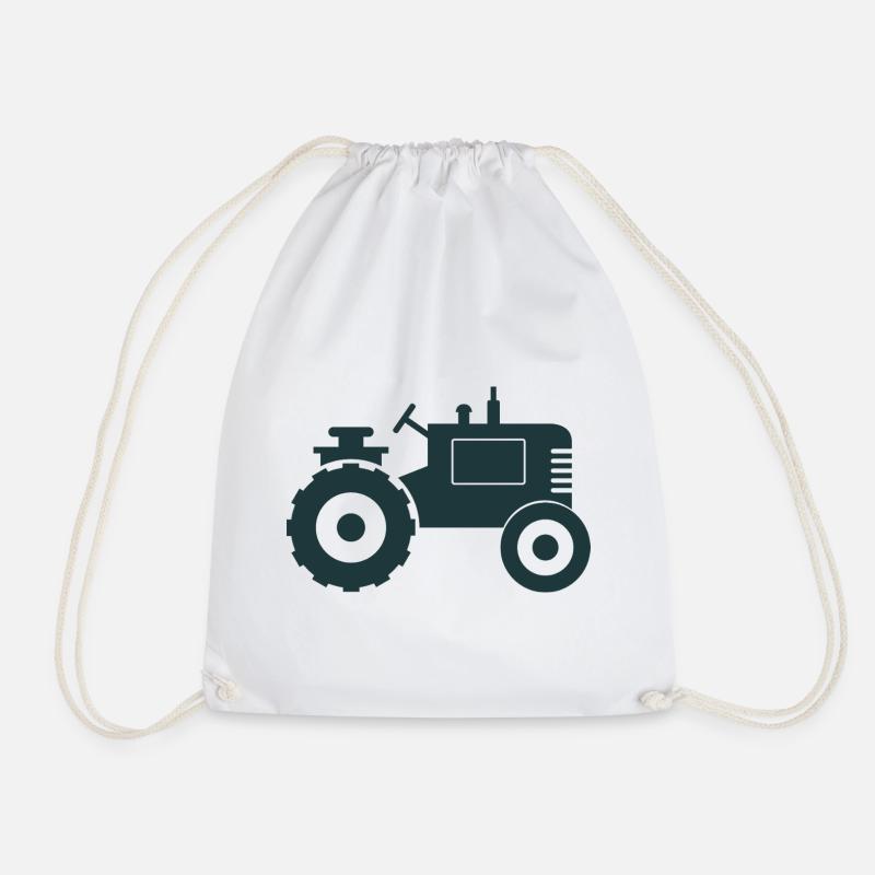 Vintage-Traktor - Turnbeutel - Weiß