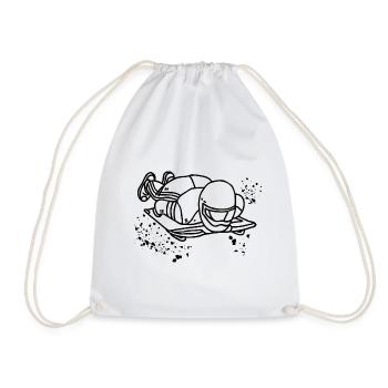 Skeleton Bobsleigh Winter Sports Sled - Drawstring Bag - white - Front