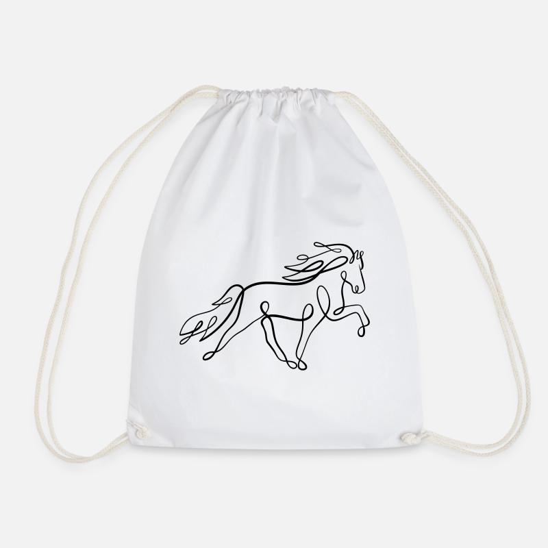 Icelandic horse oneliner in tölt - Drawstring Bag - white
