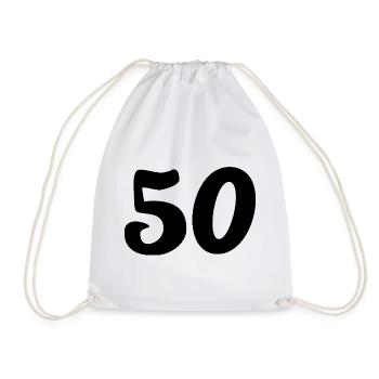 50. 50 YEARS. 50th ANNIVERSARY. 50 YEARS ANNIVERSARY. - Drawstring Bag - white - Front