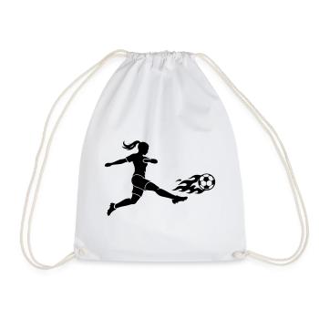 Fussballerin Fussball Silhouette - Turnbeutel - Weiß - Vorne