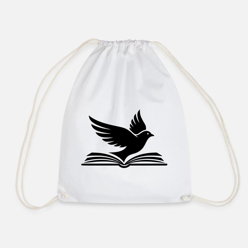 Buch Vogel Silhouette Schwarz - Turnbeutel - Weiß