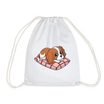 Cavalier king charle rêveur sur coussin à carreaux - Sac de sport léger - blanc - Devant