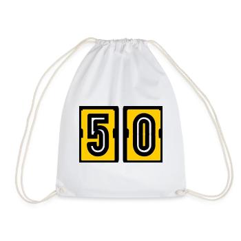 50. 50 YEARS. 50th ANNIVERSARY. 50 YEARS ANNIVERSARY. - Drawstring Bag - white - Front