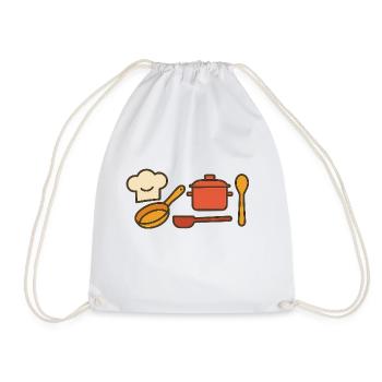 Chef with passion – cuisine love enjoyment - Drawstring Bag - white - Front