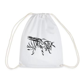 Black Bee – Instecte Illustration - Drawstring Bag - white - Front