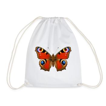Pfauen-Schmetterling Aglais io Cartoon-Stil - Turnbeutel - Weiß - Vorne